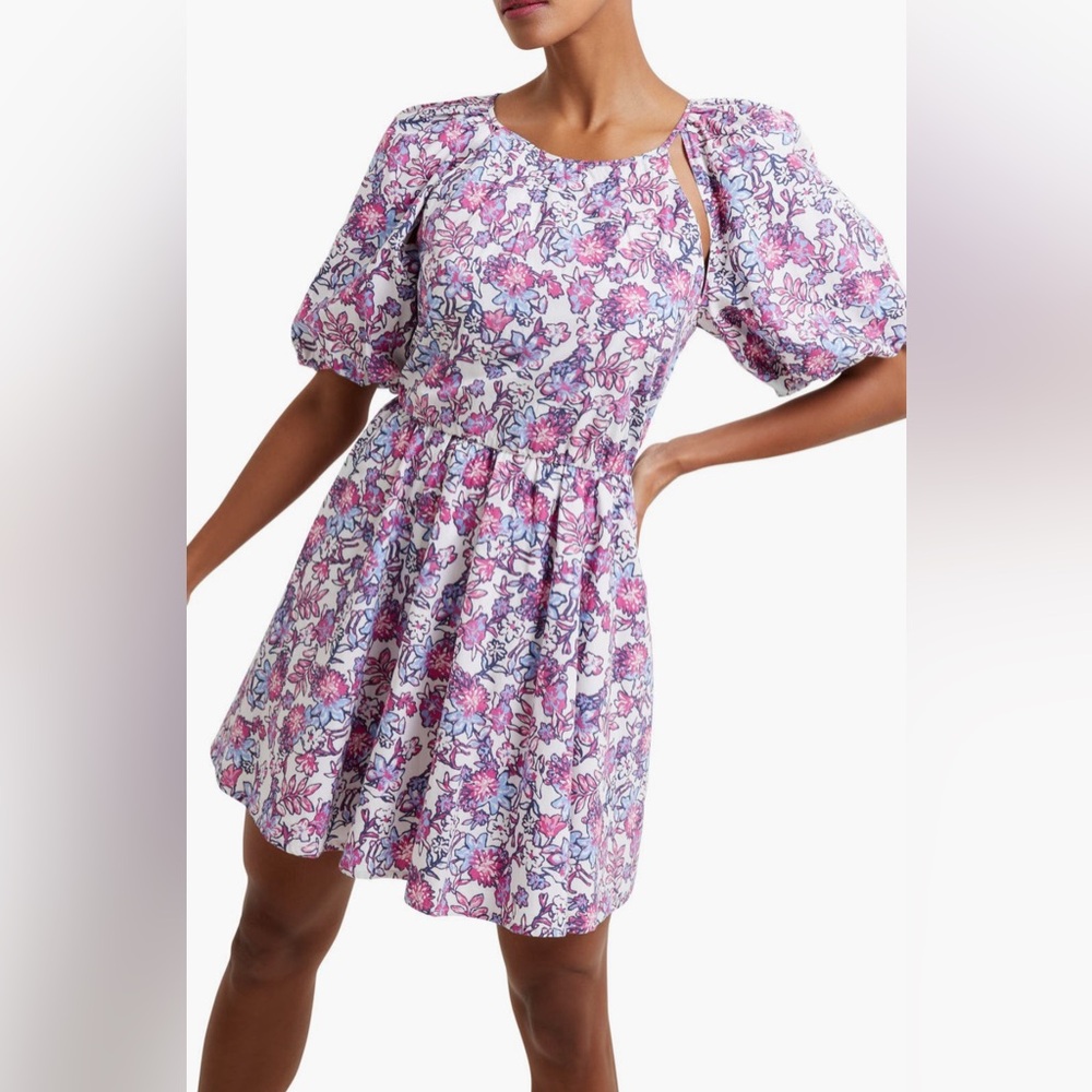 French Connection Floral Mini Dress - Pink and Purple